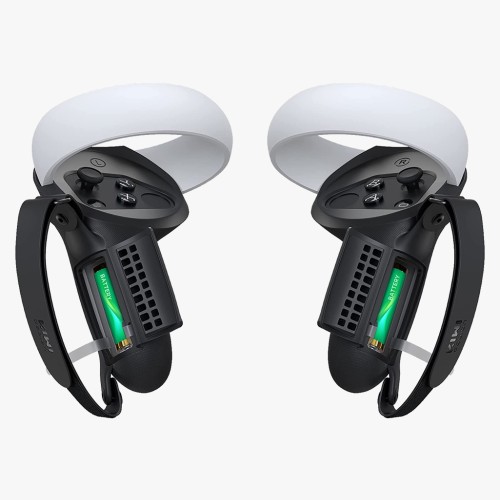 [Pro Version] KIWI design Controller Grip Cover with Battery Door Compatible with Quest 2 (Black 1 Pair)